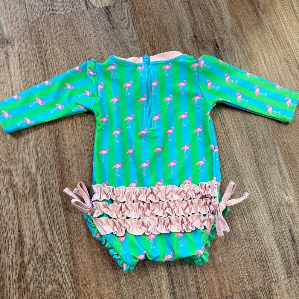 Ruffle Butts Baby Girl Swimsuit One Piece Size 3-6 Months Flamingos Ruffles Girl - Picture 2 of 7
